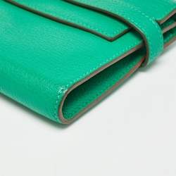 Hermes Menthe Chevre Mysore Leather Kelly Longue Wallet