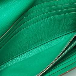 Hermes Menthe Chevre Mysore Leather Kelly Longue Wallet