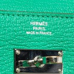 Hermes Menthe Chevre Mysore Leather Kelly Longue Wallet