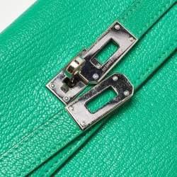 Hermes Menthe Chevre Mysore Leather Kelly Longue Wallet