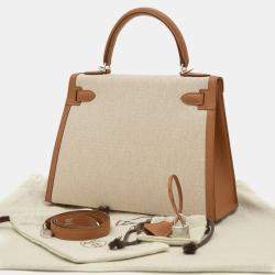 Hermes Ecru Fauve Toile H Swift Kelly 28 Handbag