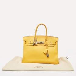 Hermes Soleil Togo Leather Palladium Finish Birkin 35 Bag