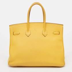 Hermes Soleil Togo Leather Palladium Finish Birkin 35 Bag