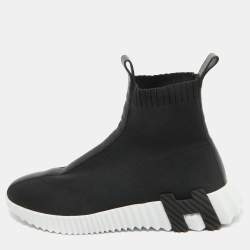 Pre Owned Hermes Black Knit Fabric Socks Sneakers Size 37