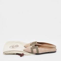 Hermes Beige Suede and Crystal Embellished Roxane Mules Size 36