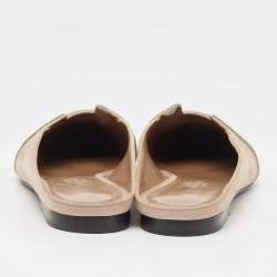 Hermes Beige Suede and Crystal Embellished Roxane Mules Size 36
