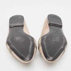 Hermes Beige Suede and Crystal Embellished Roxane Mules Size 36