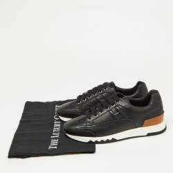 Pre Owned Hermes Black Leather Trail Low Top Sneakers Size 36