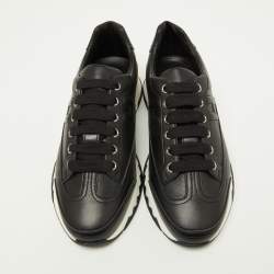 Pre Owned Hermes Black Leather Trail Low Top Sneakers Size 36