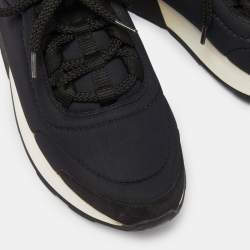 Hermes Balck/White Neoprene and Leather Miles Low Top Sneakers Size 35.5