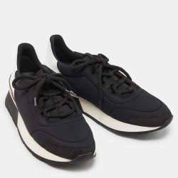 Hermes Balck/White Neoprene and Leather Miles Low Top Sneakers Size 35.5