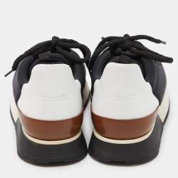 Hermes Balck/White Neoprene and Leather Miles Low Top Sneakers Size 35.5