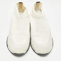 Hermes White Knit Fabric Tokyo Sneakers Size 38.5