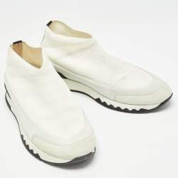 Hermes White Knit Fabric Tokyo Sneakers Size 38.5