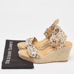 Hermes Woven Leather  Sophia Wedge Sandals  Size 41