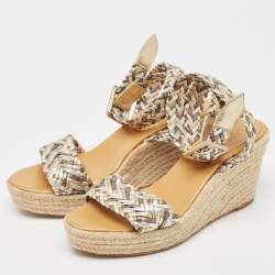 Hermes Woven Leather  Sophia Wedge Sandals  Size 41