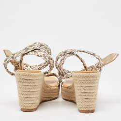 Hermes Woven Leather  Sophia Wedge Sandals  Size 41