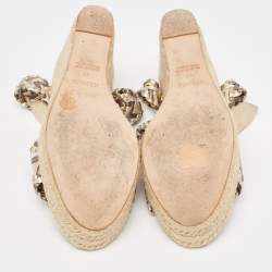 Hermes Woven Leather  Sophia Wedge Sandals  Size 41