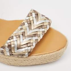 Hermes Woven Leather  Sophia Wedge Sandals  Size 41