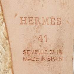 Hermes Woven Leather  Sophia Wedge Sandals  Size 41