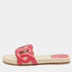 Pre Owned Hermès Pink Leather Famosa Espradrille Flats Size 37
