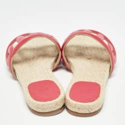 Pre Owned Hermès Pink Leather Famosa Espradrille Flats Size 37