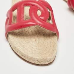 Pre Owned Hermès Pink Leather Famosa Espradrille Flats Size 37