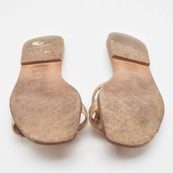 Hermes Metallic Pink Leather Oran Flat Slides Size 38