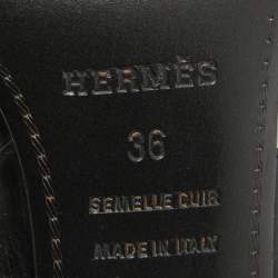 Pre Owned Hermes Black Leather Studded Night Slingback Sandals Size 36
