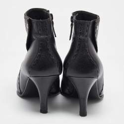 Hermes Black Leather Pointed Toe Ankle Length Boots Size 39.5