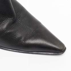 Hermes Black Leather Pointed Toe Ankle Length Boots Size 39.5