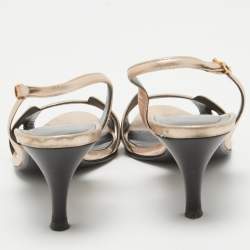 Pre Owned Hermes Metallic Leather Night  Sandals Size 36.5