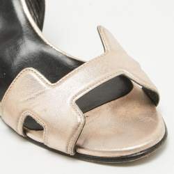 Pre Owned Hermes Metallic Leather Night  Sandals Size 36.5