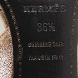 Pre Owned Hermes Metallic Leather Night  Sandals Size 36.5