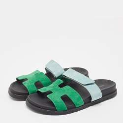 Hermes Grey/Blue Suede Chypre  Sandals Size 40