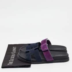 Hermes Navy Blue/Purple Suede  Chypre Slide Sandals Size 40