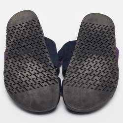 Hermes Navy Blue/Purple Suede  Chypre Slide Sandals Size 40