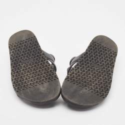 Hermes Black Leather Extra Sandals Size 38