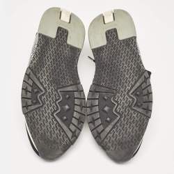 Hermes Black/Silver Knit Fabric Addict Sneakers Size 40