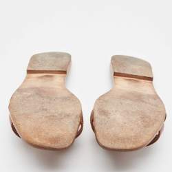 مملوكة مسبقًا Hermes Brown Leather Oran Flat Slides Size 41.5