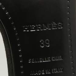 Pre Owned Hermes Black Suede Crystal Embellished Premiere Sandals Size 39