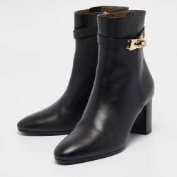 Hermes Black Leather Saint Germain Boots Size 38