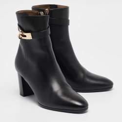 Hermes Black Leather Saint Germain Boots Size 38