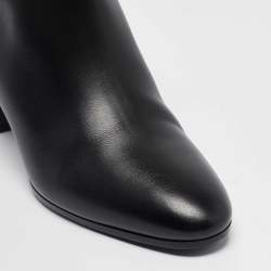 Hermes Black Leather Saint Germain Boots Size 38