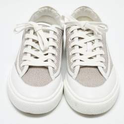 Hermes Tri Color Canvas and Leather Get Low Top Sneakers Size 37