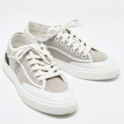 Hermes Tri Color Canvas and Leather Get Low Top Sneakers Size 37