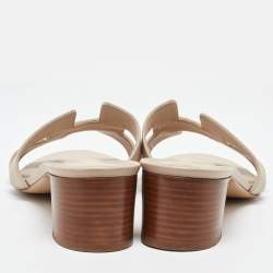 Hermes Cream Leather Oasis Slide Sandals Size 41.5