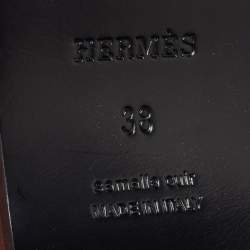 Pre Owned Hermes Brown Leather Carlotta Clogs Size 38