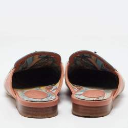 Hermes Pink/Blue Leather Oz Flat Mules Size 38