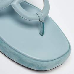 Pre Owned Hermes Blue Leather Gipsy Platform Sandals Size 41